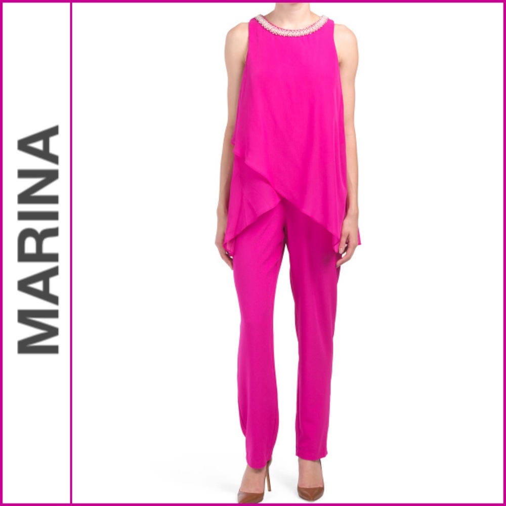 Marina Fuchsia Jewel Neck Jumpsuit 🆕